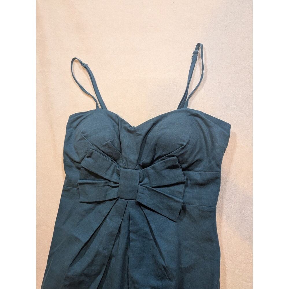 pretty good teal bow front dress size S - Picture 2 of 6